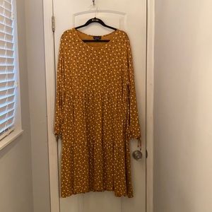Polka Dot Midi Dress in Mustard
